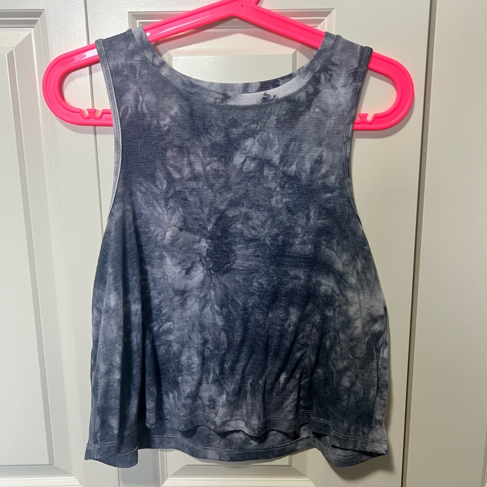 90 Degree By Reflex Gray Black Crop Tank Top